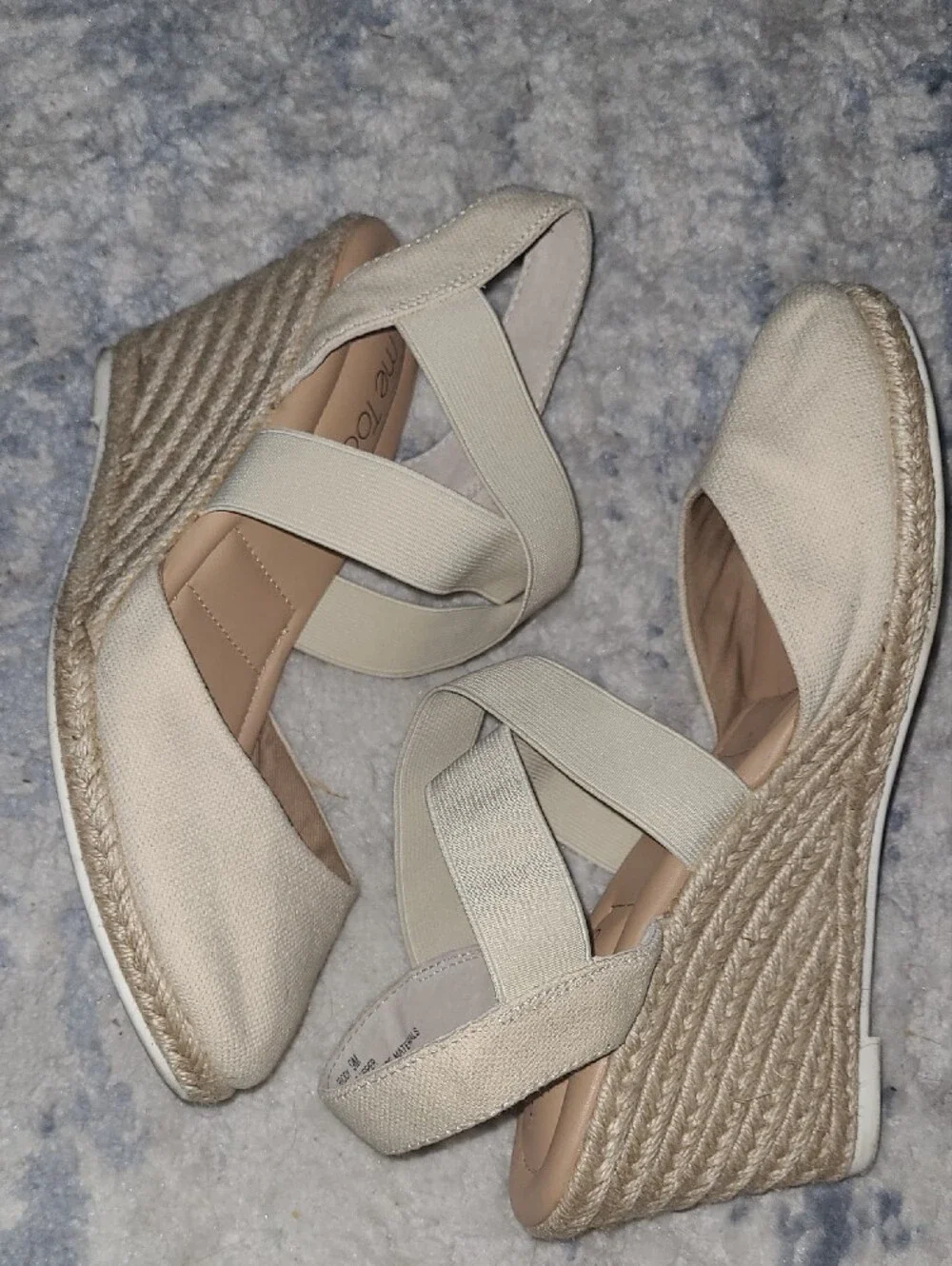 Me Too Cream Canvas Espadrille Slingback Flats